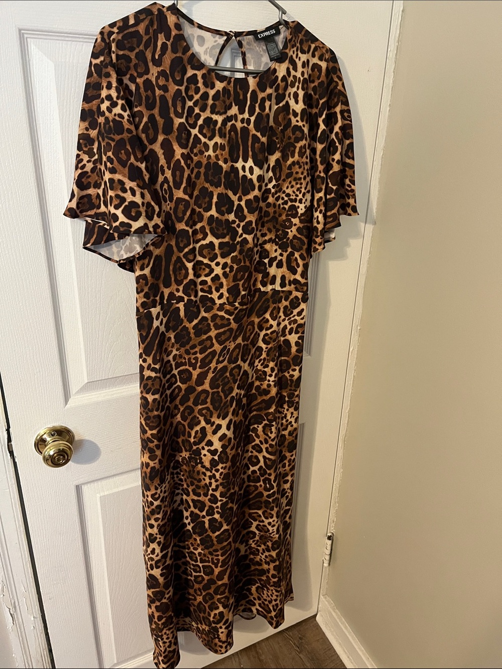 Express Brown Leopard Print Midi Dress